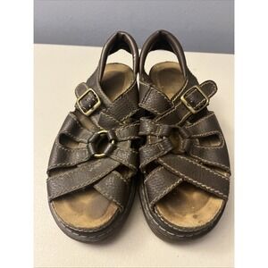 Lower East Side Womens 7 Fisherman Sandals Straps Buckle Chunky Y2K Brown VTG